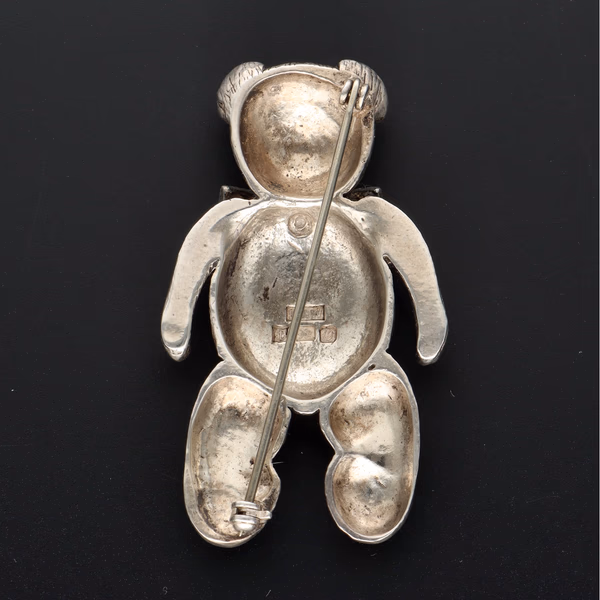 Butler & Wilson Sterling Silver Marcasite Teddy Bear Brooch