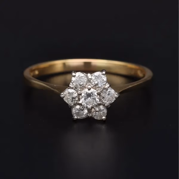 18ct Yellow Gold Diamond Cluster Ring