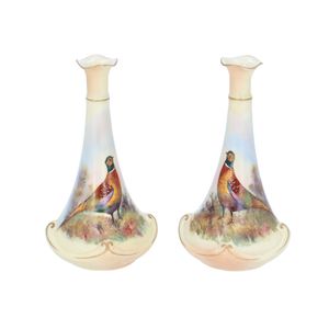 Pair of Early 20th Century Locke and Co Pheasant Vases