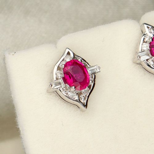 18ct White Gold Ruby and Diamond Earrings image-3