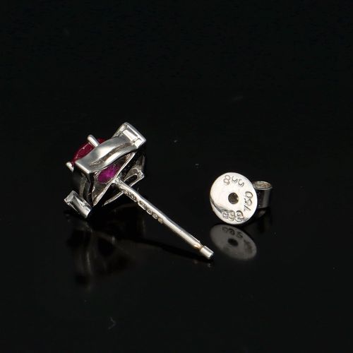 18ct White Gold Ruby and Diamond Earrings image-4