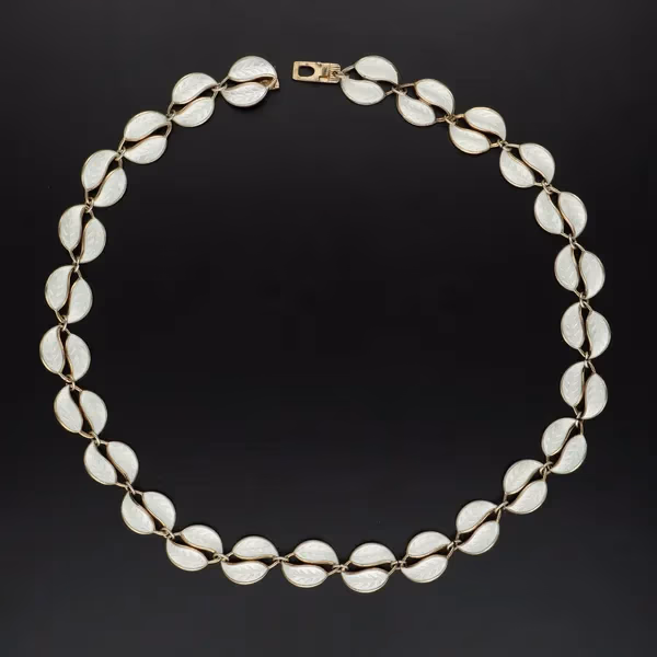 Vintage Norwegian Vermeil Sterling Silver Double Leaf Necklace