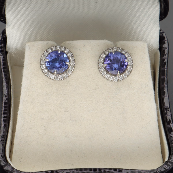 Tiffany & Co Platinum Tanzanite and Diamond Earrings