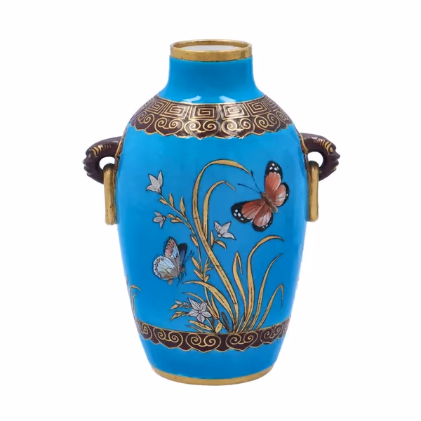 Pair Of Minton Cloisonné Vases & Inspired By Christopher Dresser