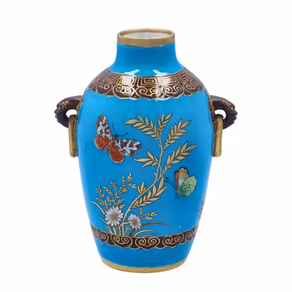 Pair Of Minton Cloisonné Vases & Inspired By Christopher Dresser