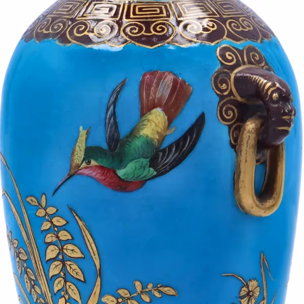 Pair Of Minton Cloisonné Vases & Inspired By Christopher Dresser