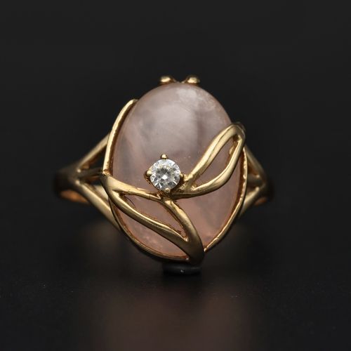 Vintage 9ct Gold Rose Quartz Ring image-2