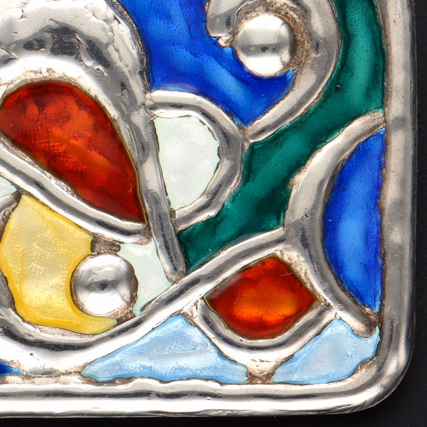 Oystein Balle Silver Gilt & Enamel Palette Brooch