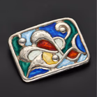 Oystein Balle Silver Gilt & Enamel Palette Brooch