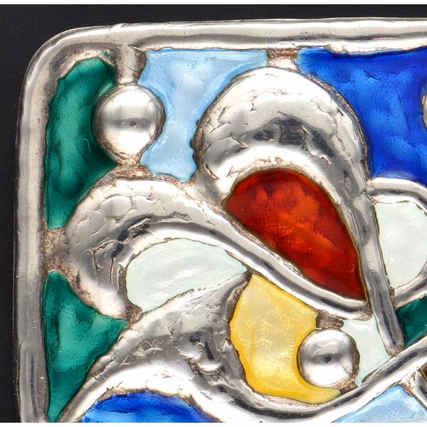 Oystein Balle Silver Gilt & Enamel Palette Brooch