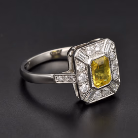 Platinum Yellow Sapphire & Diamond Ring