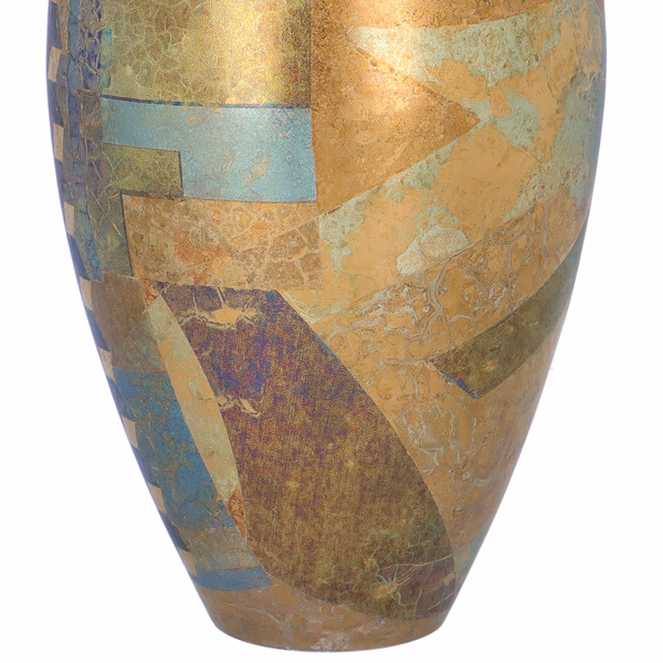 Tony Laverick Studio Pottery Porcelain Vase With Oxide & Gold Decoration