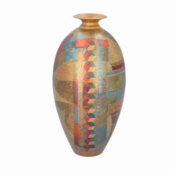 Tony Laverick Studio Pottery Porcelain Vase With Oxide & Gold Decoration