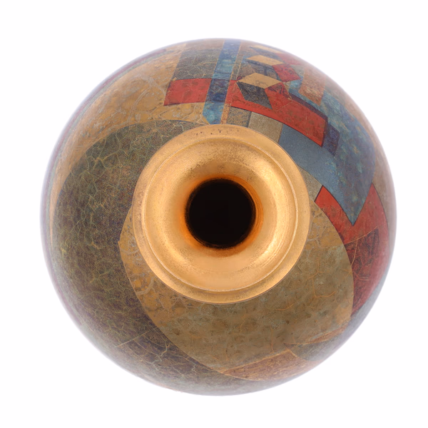 Tony Laverick Studio Pottery Porcelain Vase With Oxide & Gold Decoration