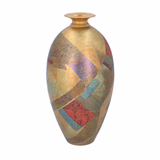 Tony Laverick Studio Pottery Vase Cast Porcelain With Oxide & Gold Decoration
