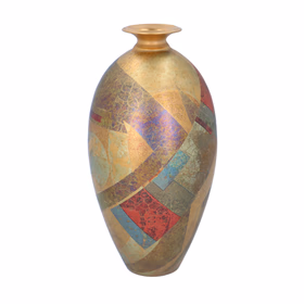 Tony Laverick Studio Pottery Vase Cast Porcelain With Oxide & Gold Decoration