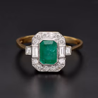 18ct Yellow Gold 1.00ct Emerald & Diamond Ring
