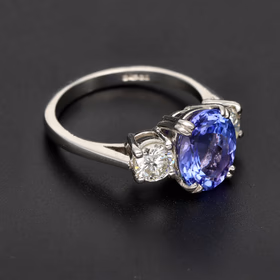 Platinum 3ct Tanzanite & Diamond Ring