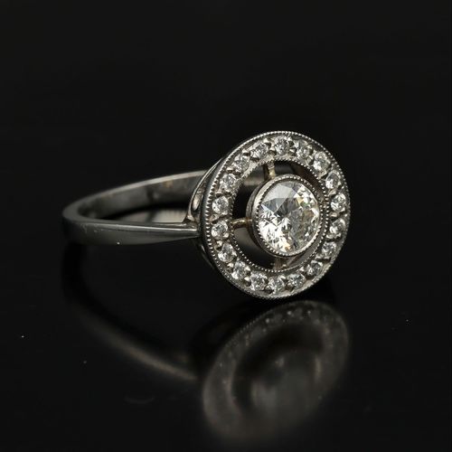 Art Deco Style Platinum and Diamond Ring image-1