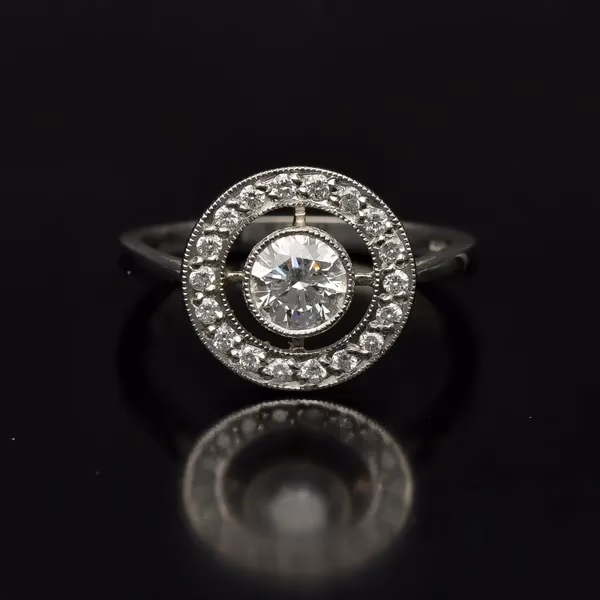 Art Deco Style Platinum and Diamond Ring