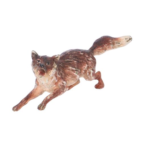 Antique Cold Painted Bronze Fox image-1