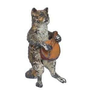 Austrian Cold Painted Bronze of a Cat Playing a Banjo