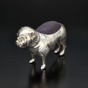 Edwardian Silver Bulldog Pin Cushion