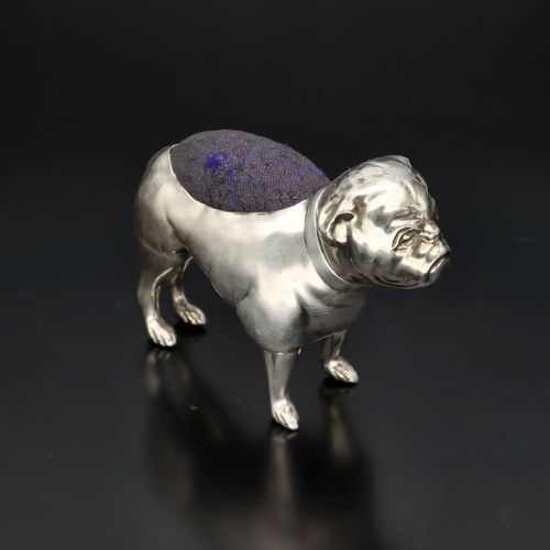 Edwardian Silver Bulldog Pin Cushion image-2