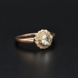 19th Century 15ct Gold Rose Cut Diamond Cluster Ring