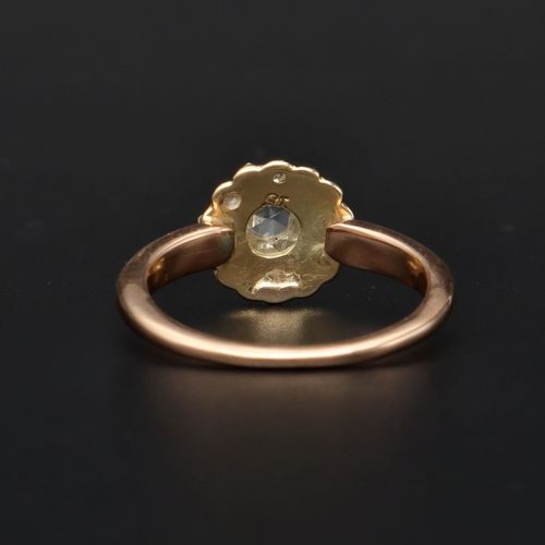 19th Century 15ct Gold Rose Cut Diamond Cluster Ring image-5