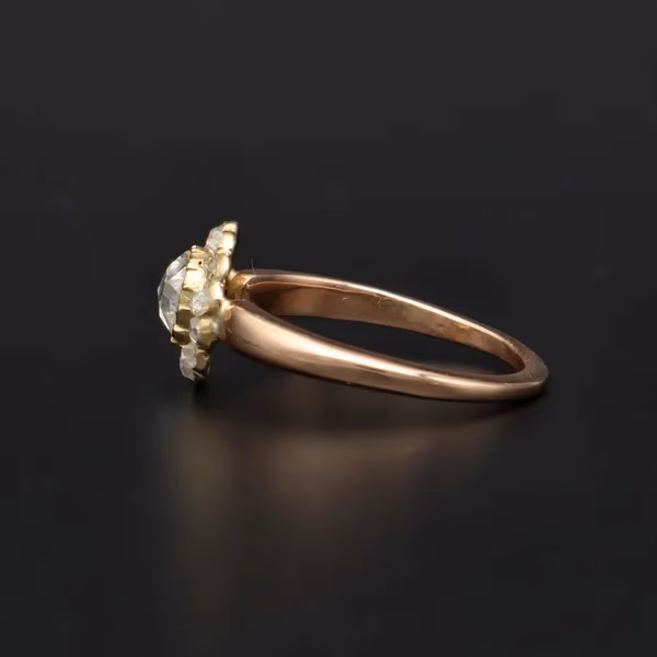 19th Century 15ct Gold Rose Cut Diamond Cluster Ring
