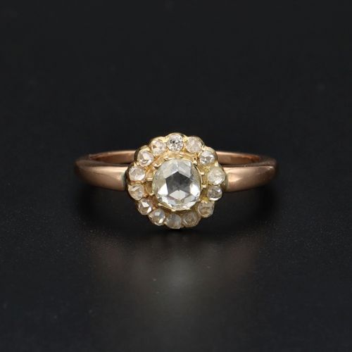 19th Century 15ct Gold Rose Cut Diamond Cluster Ring image-2