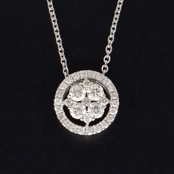 14ct White Gold Diamond Pendant Necklace