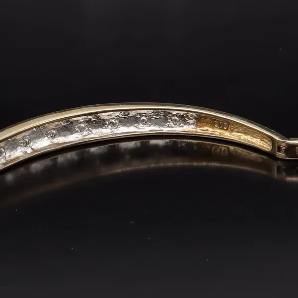 Heavy 9ct Gold Diamond Bangle