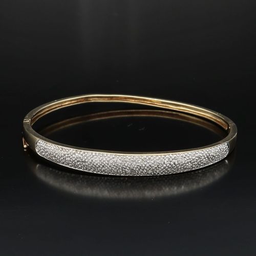 Heavy 9ct Gold Diamond Bangle image-2