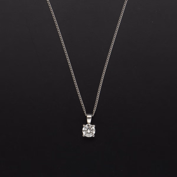 18ct White Gold Diamond Solitaire Pendant