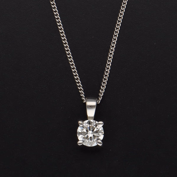 18ct White Gold Diamond Solitaire Pendant