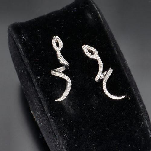 Gold Diamond Snake Earrings image-1