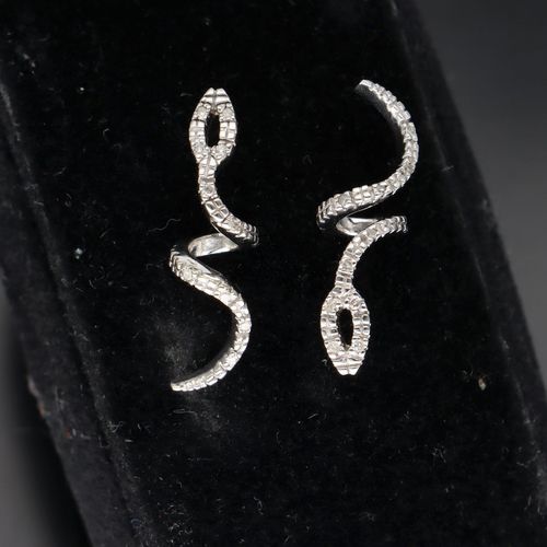 Gold Diamond Snake Earrings image-2