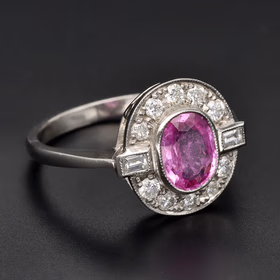 Platinum Pink Sapphire & Diamond Ring