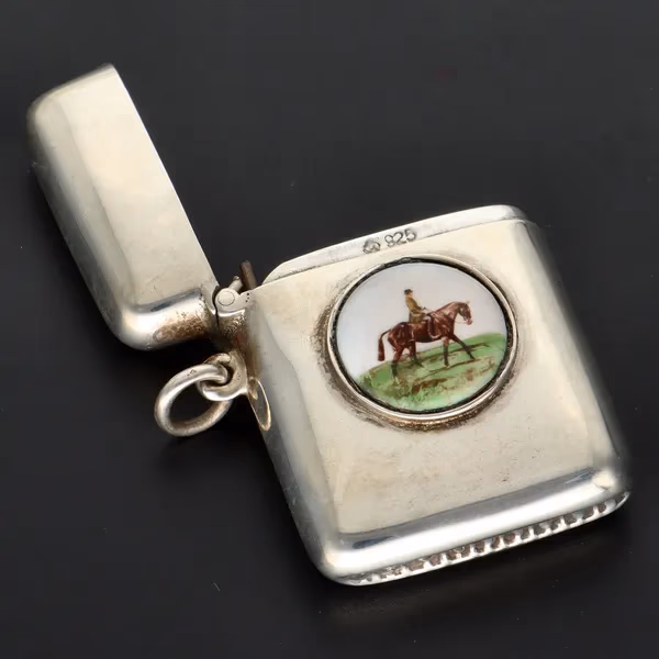 20th Century Silver & Enamel Vesta Case