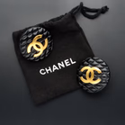 Chanel Vintage Coco Mark Matelasse Clip On Earrings
