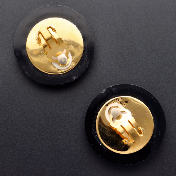 Chanel Vintage Coco Mark Matelasse Clip On Earrings