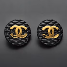 Chanel Vintage Coco Mark Matelasse Clip On Earrings