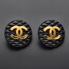 Chanel Vintage Coco Mark Matelasse Clip On Earrings