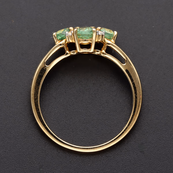 9ct Gold Emerald and Diamond Ring