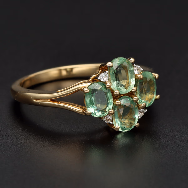 9ct Gold Emerald and Diamond Ring