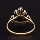 Gold Sapphire Diamond Ring. London 1985