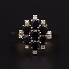 Gold Sapphire Diamond Ring. London 1985