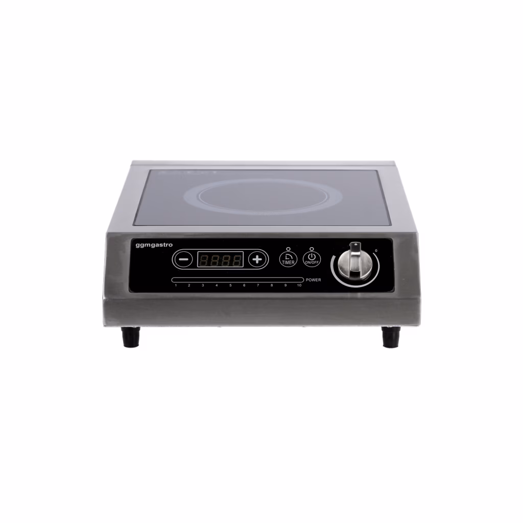 Commercial Tabletop Induction Hob Single Zone 3.5 kW - Touchpad & Stepless Knob - Timer - Energy Saver - 230V